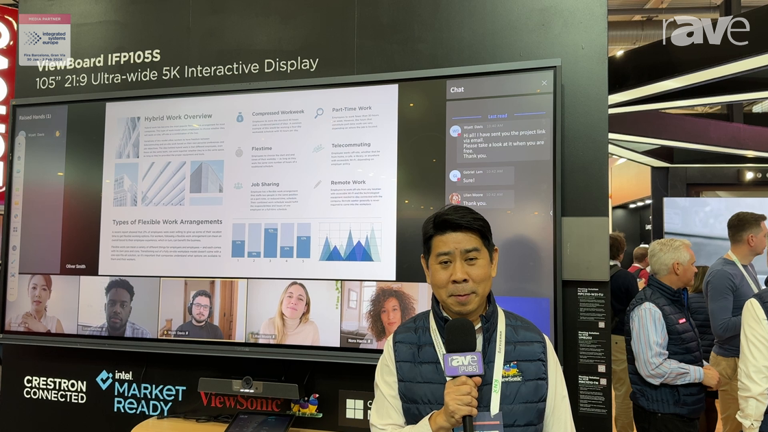 ISE 2024: ViewSonic Intros ViewBoard IFP105S 105″ 21:9 Interactive Display for Microsoft Teams Rooms