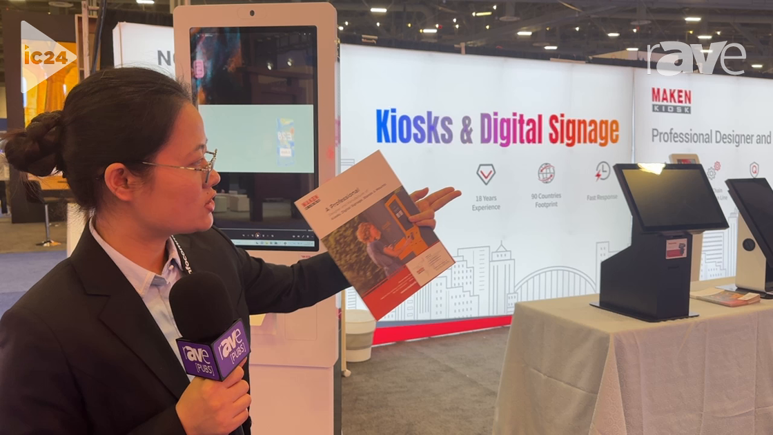 InfoComm 2024: Maken Kiosk Highlights KH-3220 Ticketing Kiosk With Printer and Card Reader Holder