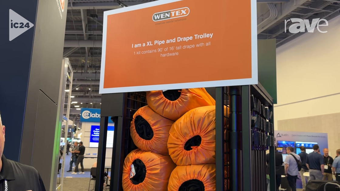 InfoComm 2024: Wentex Showcases New XL Pipe and Drape Trolley, Includes Room for 9 16-Foot Drapes