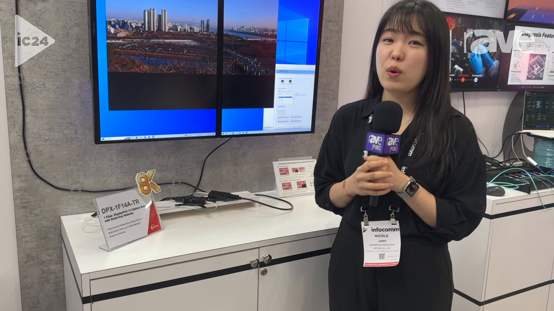 InfoComm 2024: Opticis Reveals DPX-1F14A-TR 8K DisplayPort Optical Extender With Smart Aux Features
