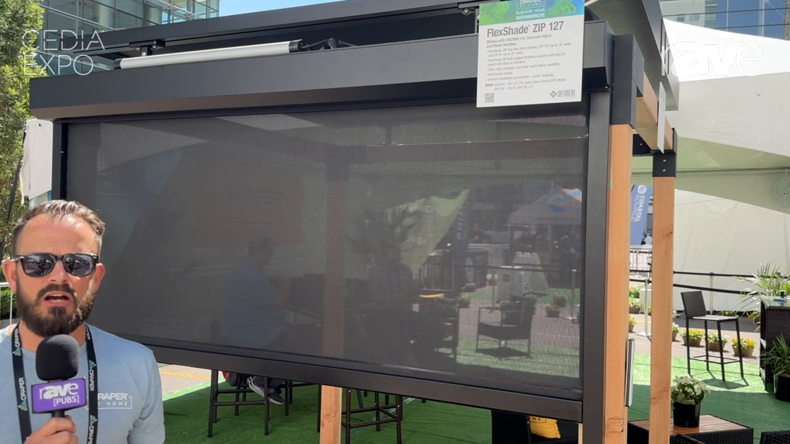 CEDIA Expo 2024: Draper Highlights FlexShade ZIP 127 Outdoor Shade System With Solar Battery Motor