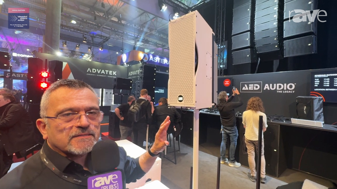 ISE 2025: AED AUDIO Exhibits FLEX6 Multipurpose Active Line Source Speaker