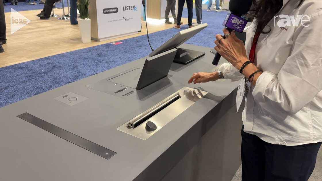 InfoComm 2025: Arthur Holm Exhibits DynamicX2Talk Motorized Retractable Monitor With Microphone