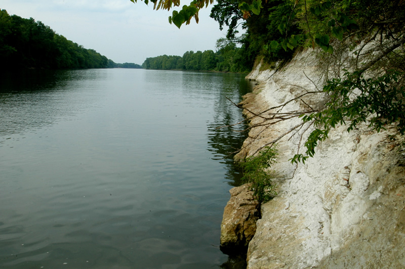 Stark chalk bluffs are loaded with fossils from the Cretaceous Period. | Photo by Nelson Brooke