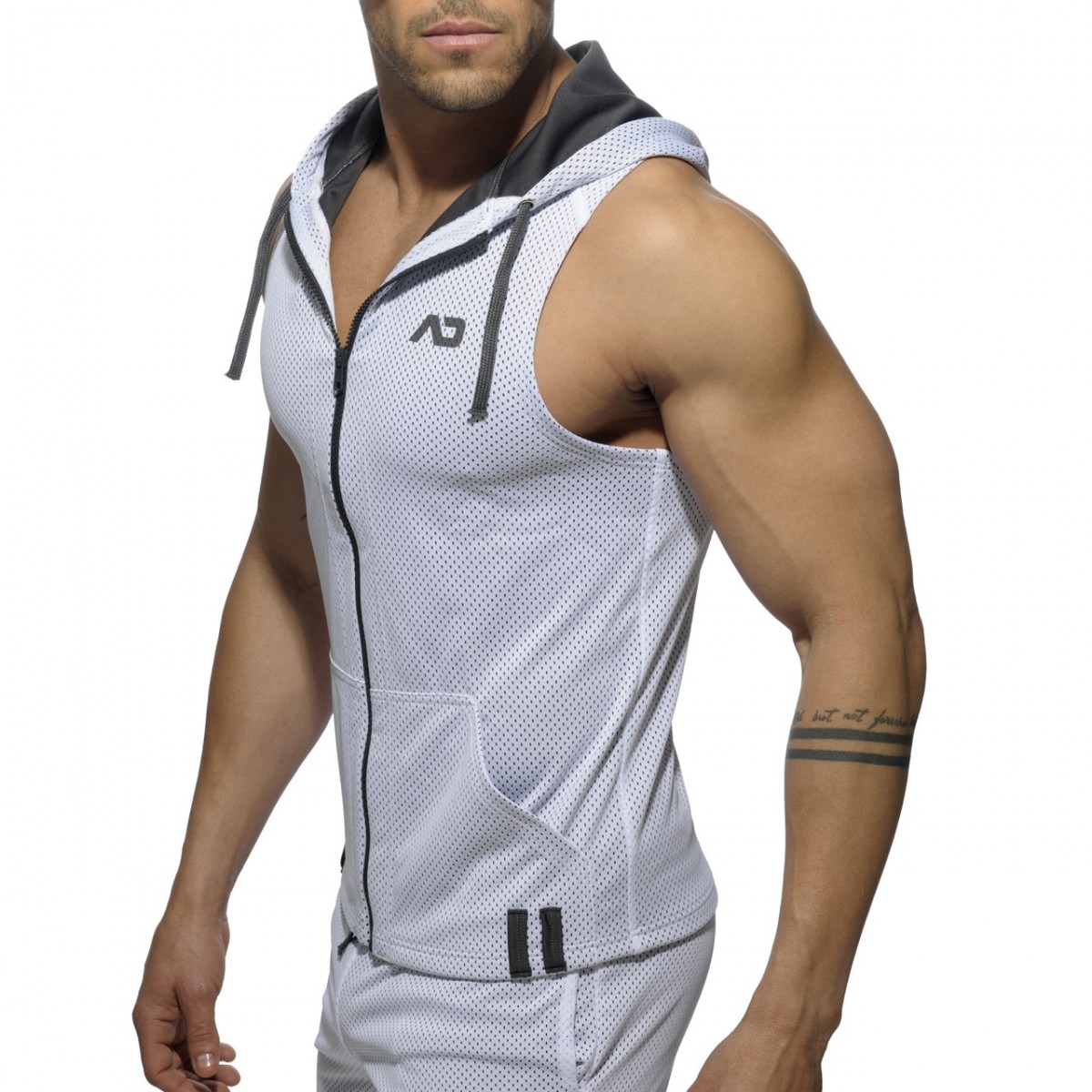 AD355 - SLEEVELESS LOOP-MESH HOODY