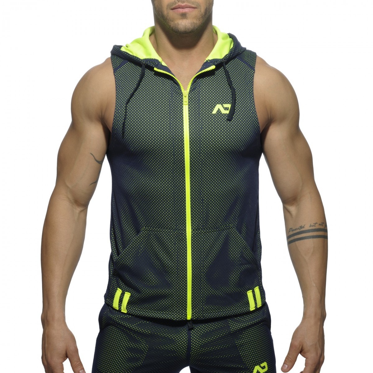 AD355 - SLEEVELESS LOOP-MESH HOODY