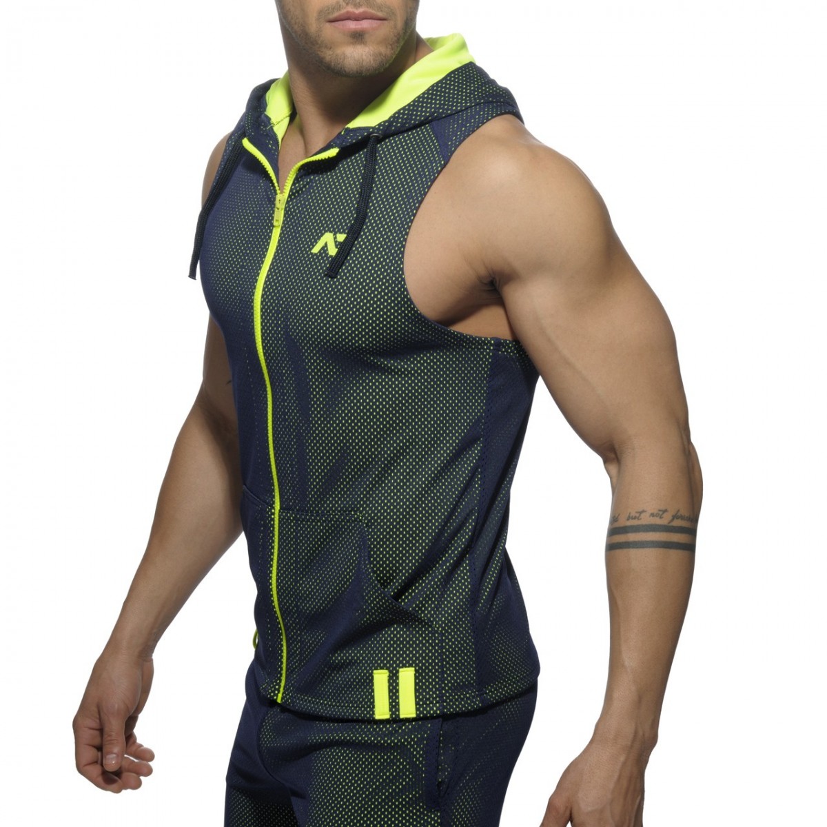 AD355 - SLEEVELESS LOOP-MESH HOODY