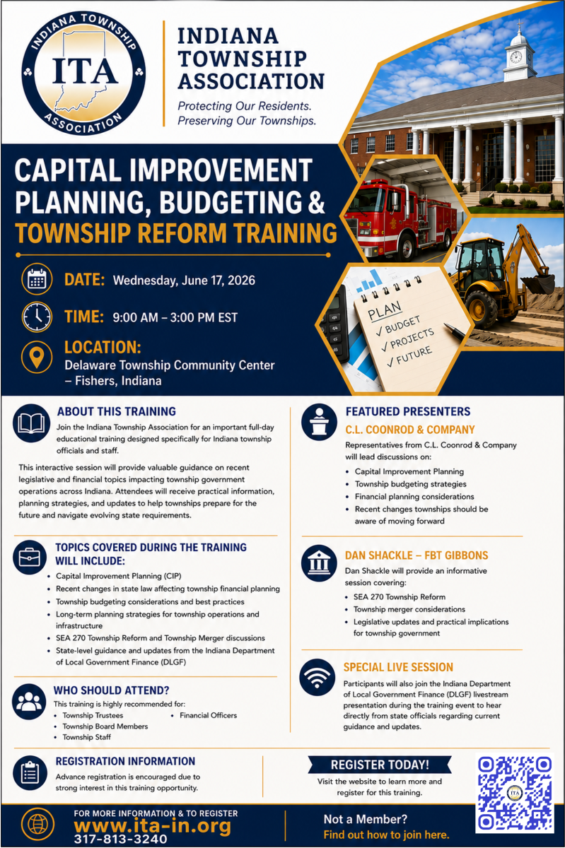 ITA Capital Improvement Planning, Budgeting & Township Reform Training Flyer