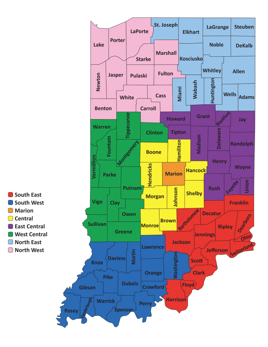 Indiana Area Map