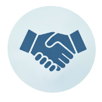 Handshake icon representing associate membership and professional connection within the speech language and hearing community