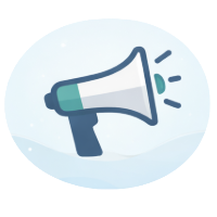 Megaphone icon representing advocacy and support for speech language and hearing professionals