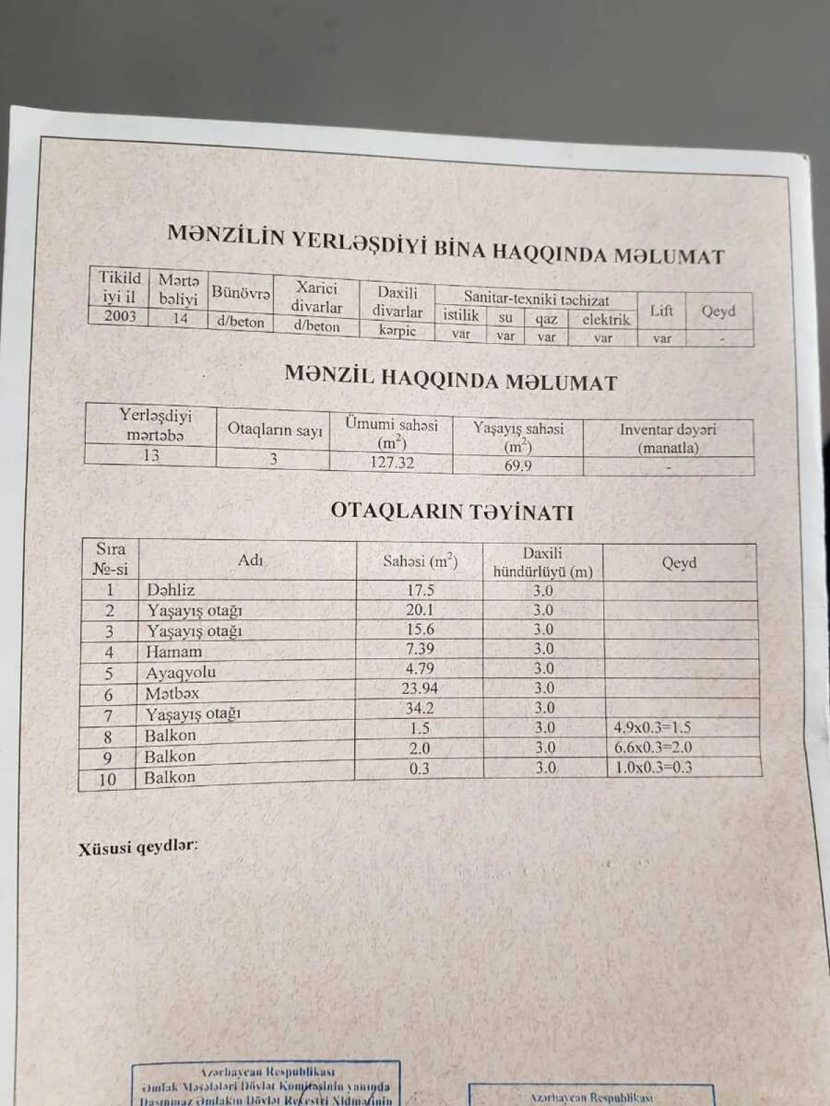 Satılır 3 otaqlı mənzil 136.2 m²