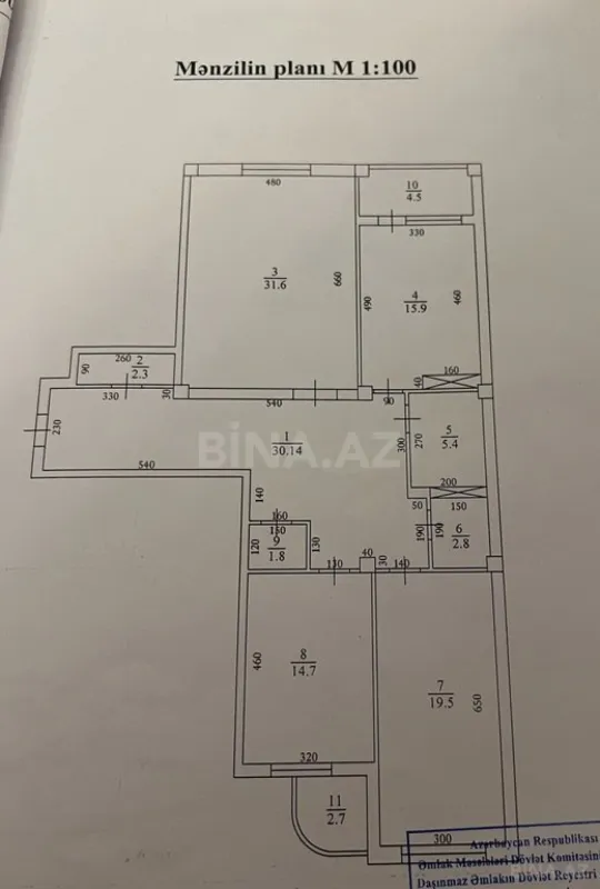 Satılır 3 otaqlı mənzil 140 m²
