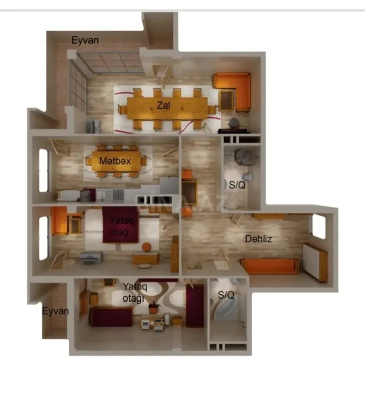 Satılır 3 otaqlı mənzil 153 m²