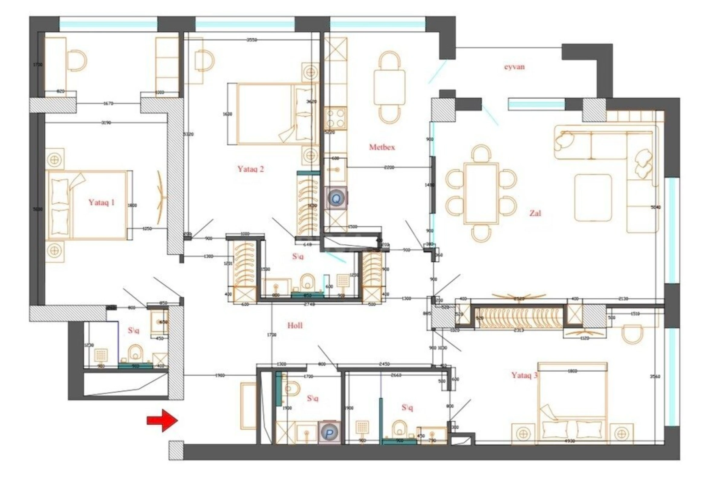 Satılır 4 otaqlı mənzil 155 m²
