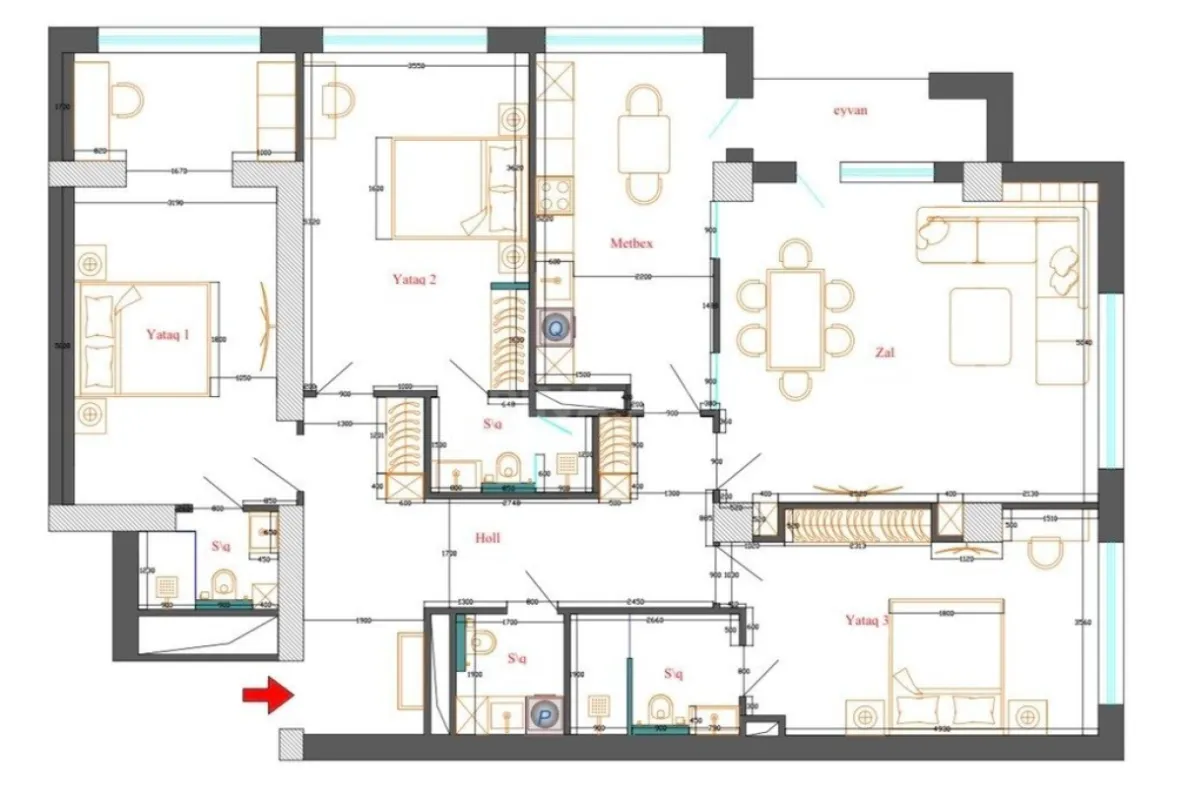 Satılır 4 otaqlı mənzil 155 m²
