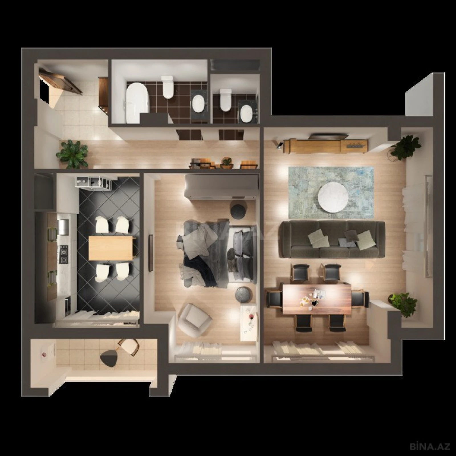 Satılır 2 otaqlı mənzil 89.7 m²