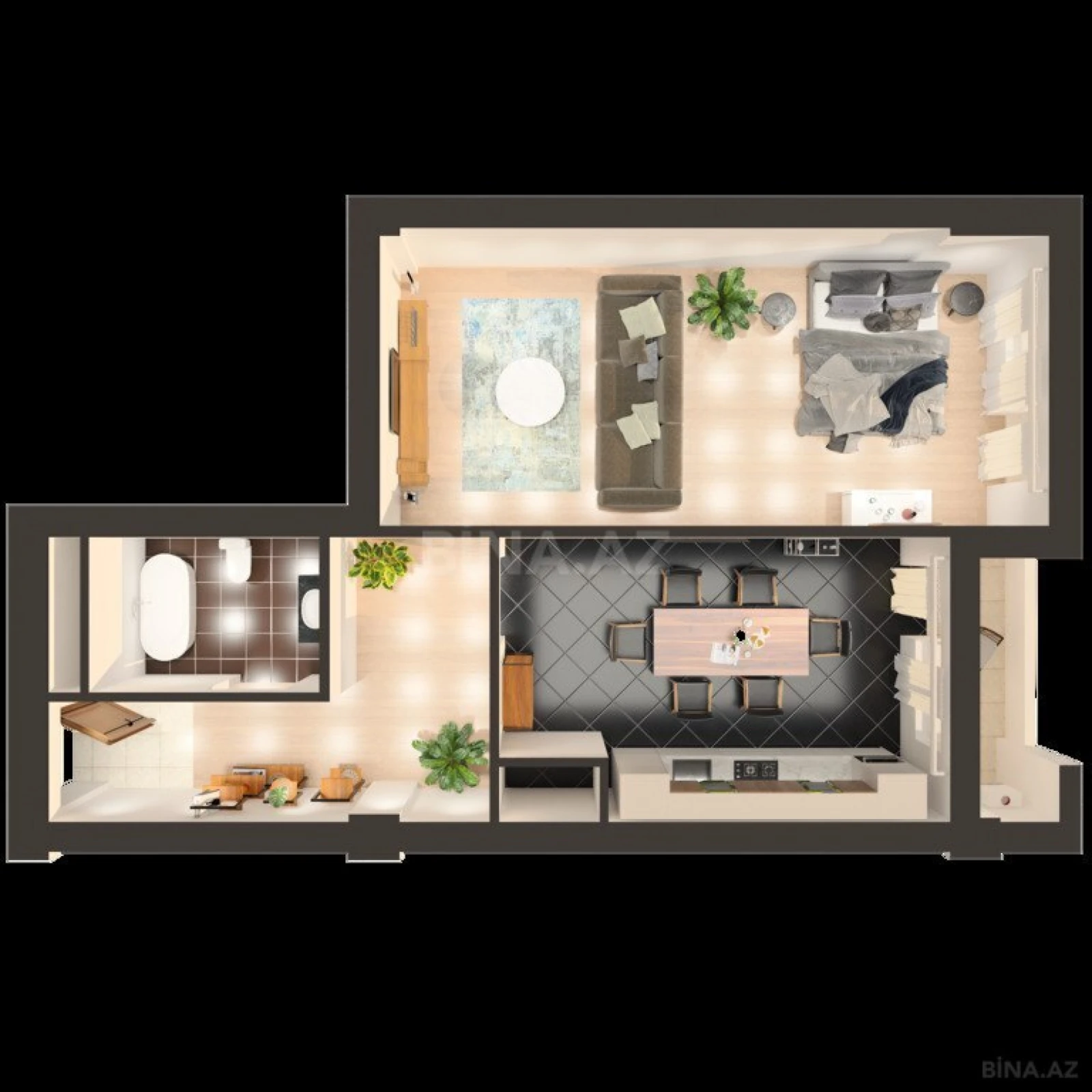Satılır 1 otaqlı mənzil 50.5 m²