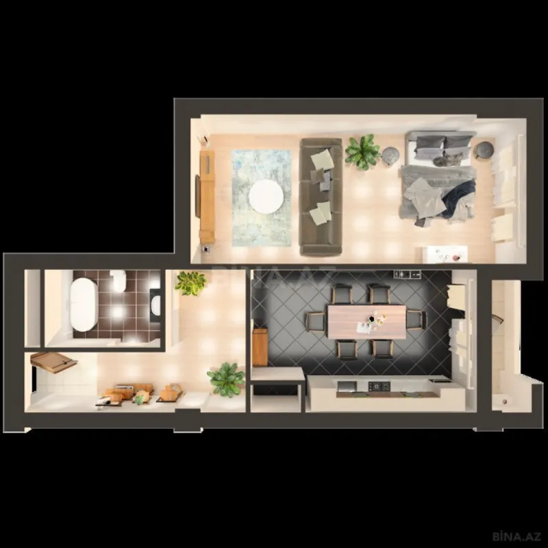 Satılır 1 otaqlı mənzil 50.5 m²