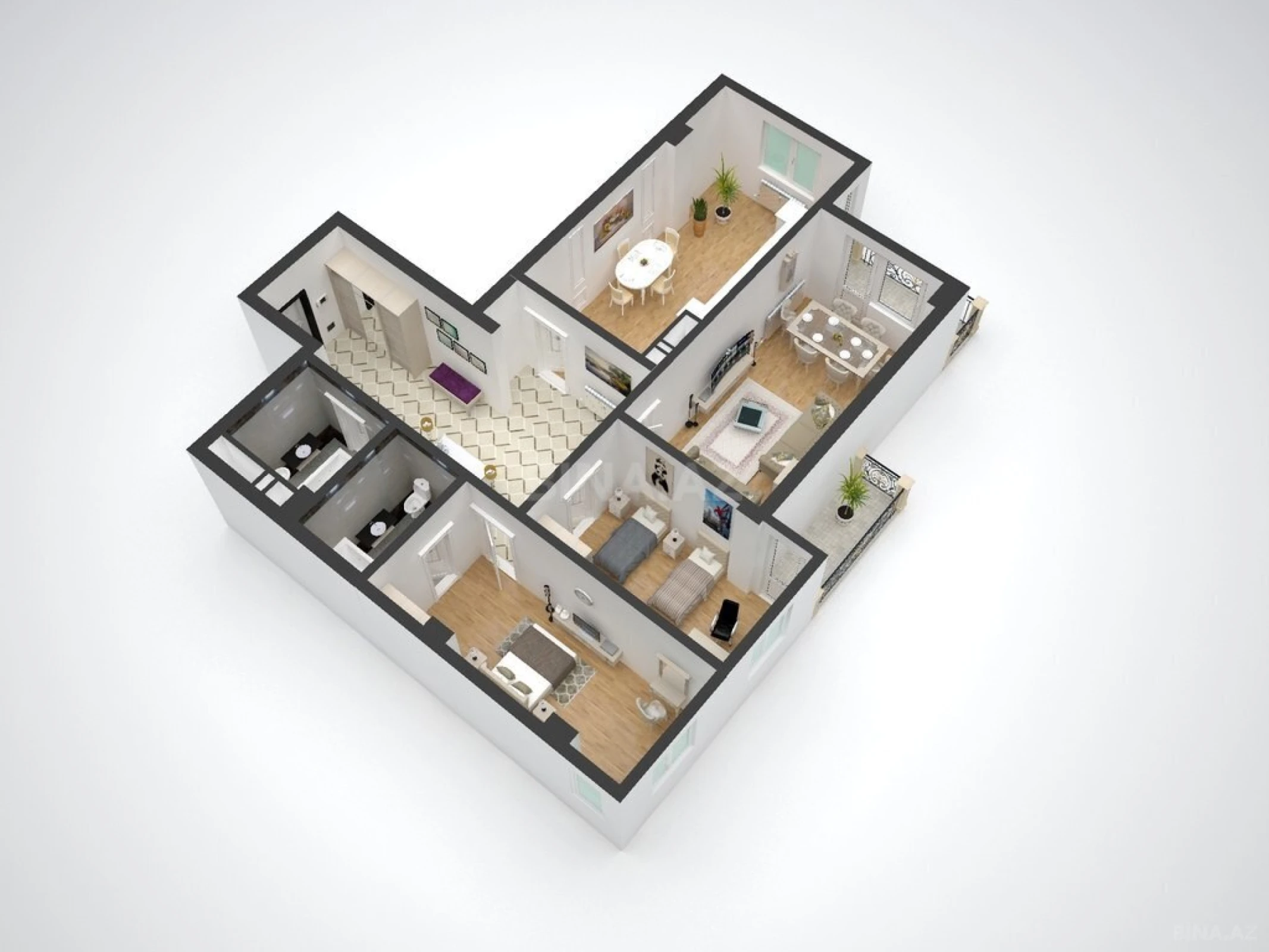 Satılır 3 otaqlı mənzil 137 m²