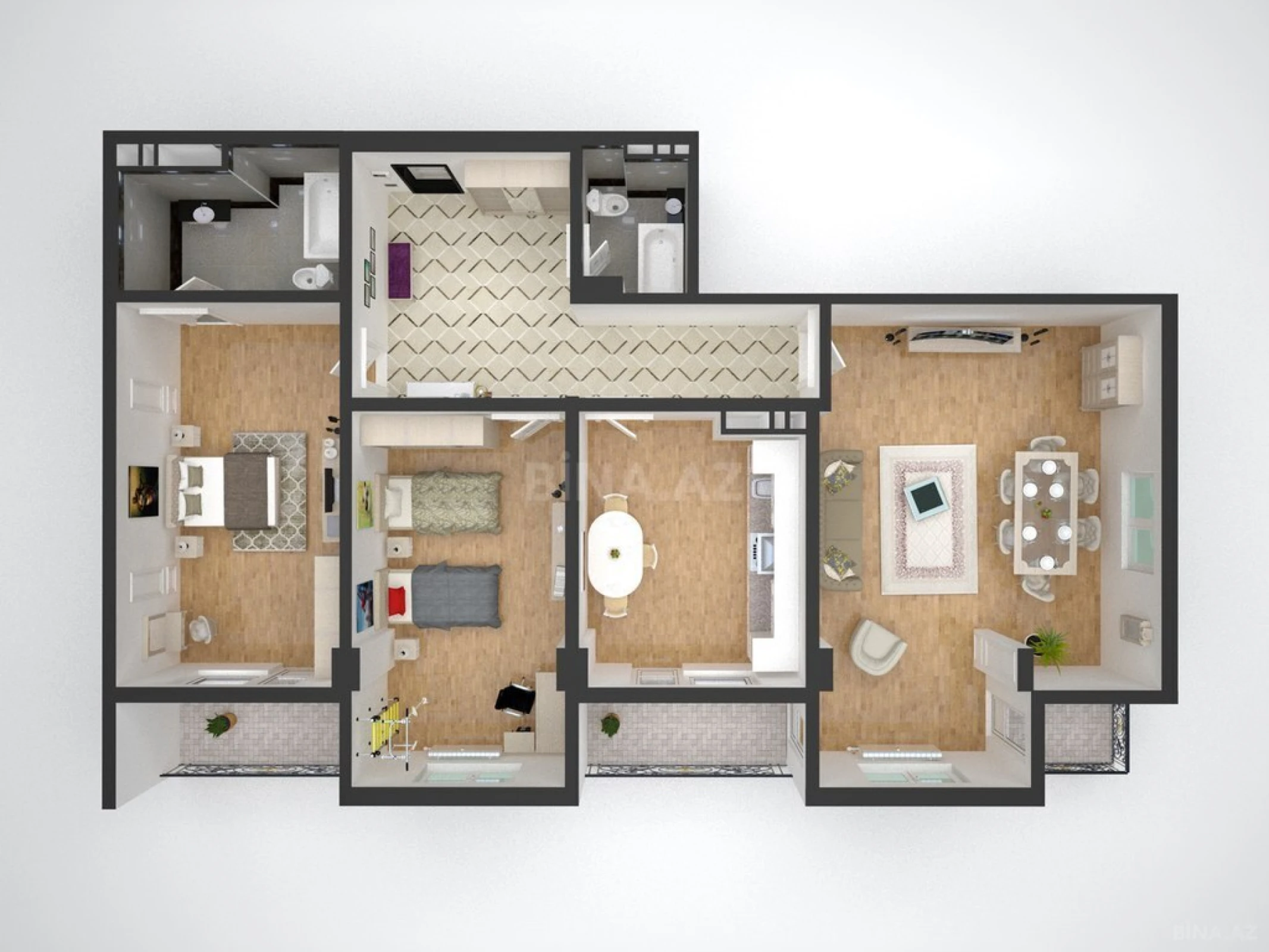 Satılır 3 otaqlı mənzil 153 m²