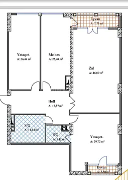 Satılır 3 otaqlı mənzil 173.8 m²