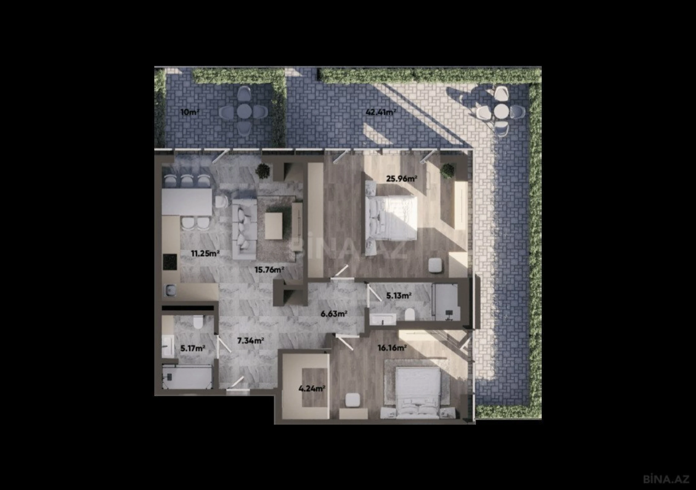 Satılır 3 otaqlı mənzil 169.2 m²