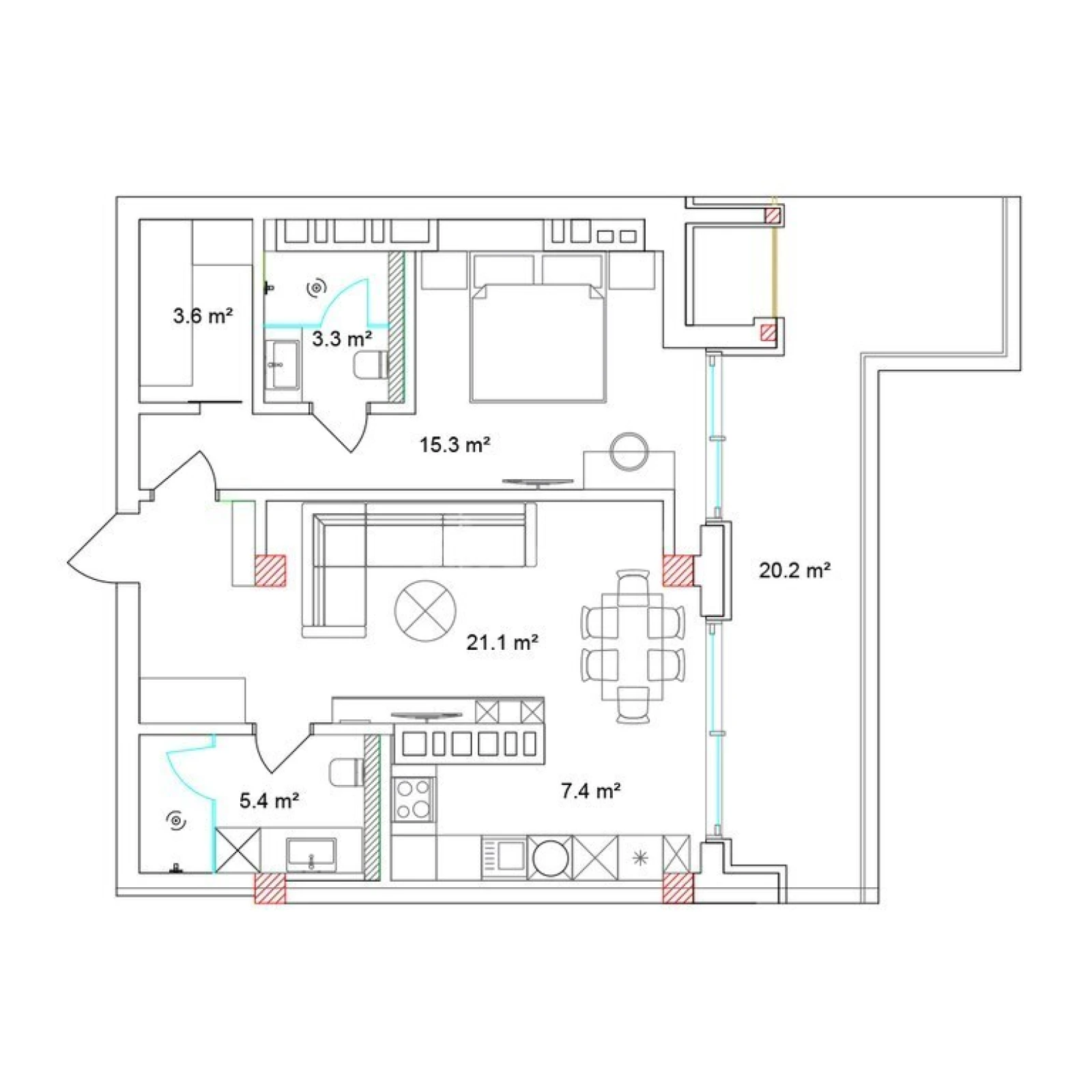 Satılır 2 otaqlı mənzil 91.2 m²