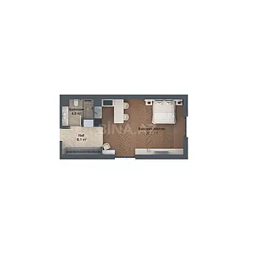 Satılır 1 otaqlı mənzil 53.5 m²