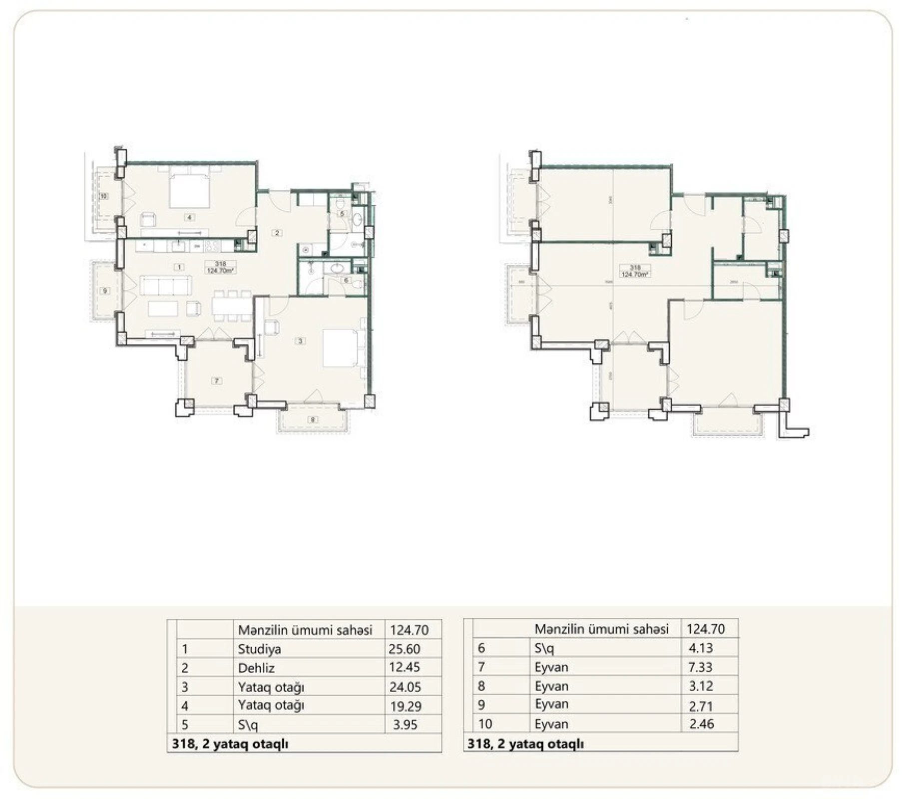Satılır 3 otaqlı mənzil 124.7 m²