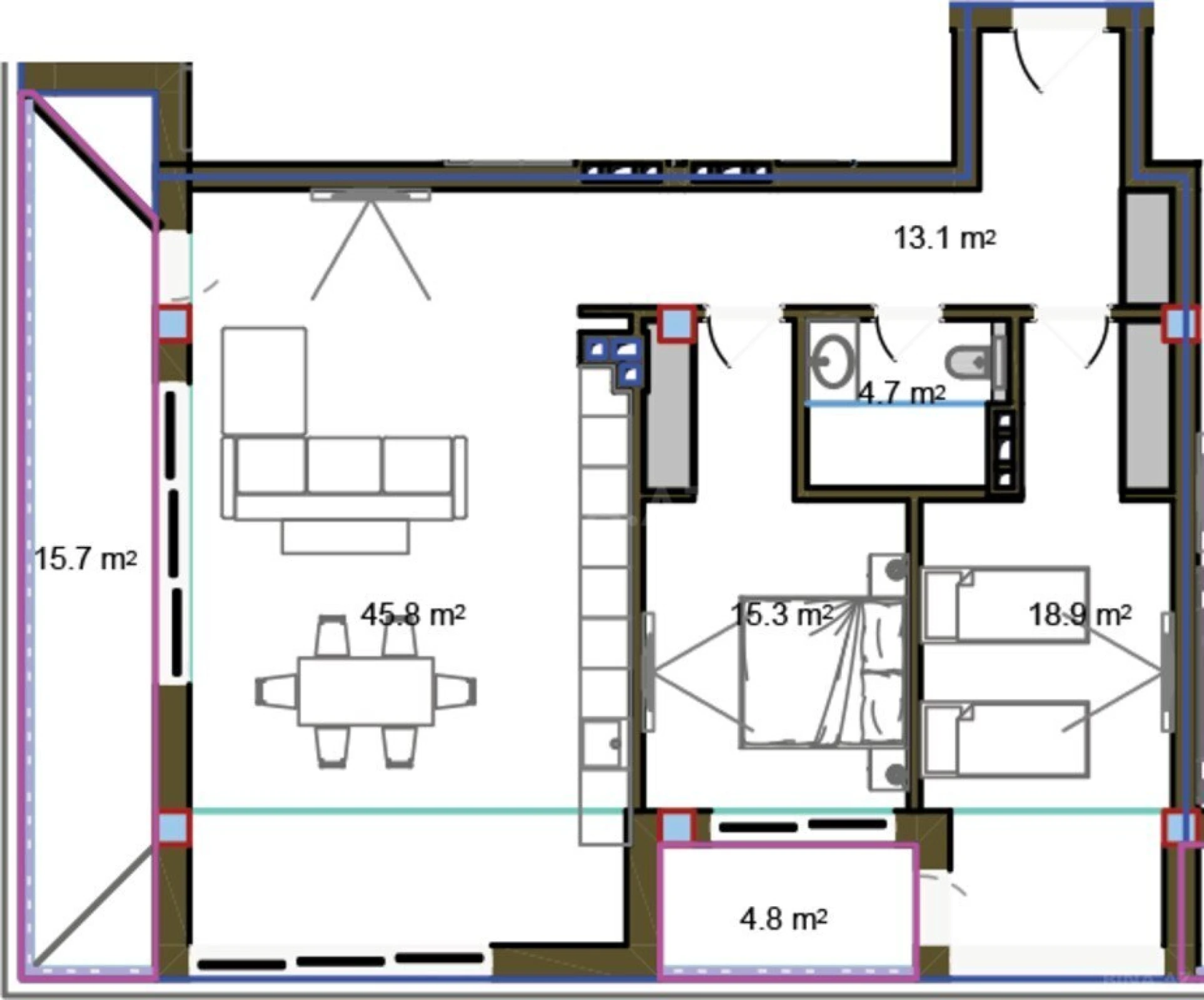 Satılır 3 otaqlı mənzil 136.8 m²