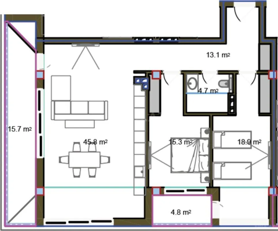 Satılır 3 otaqlı mənzil 136.8 m²