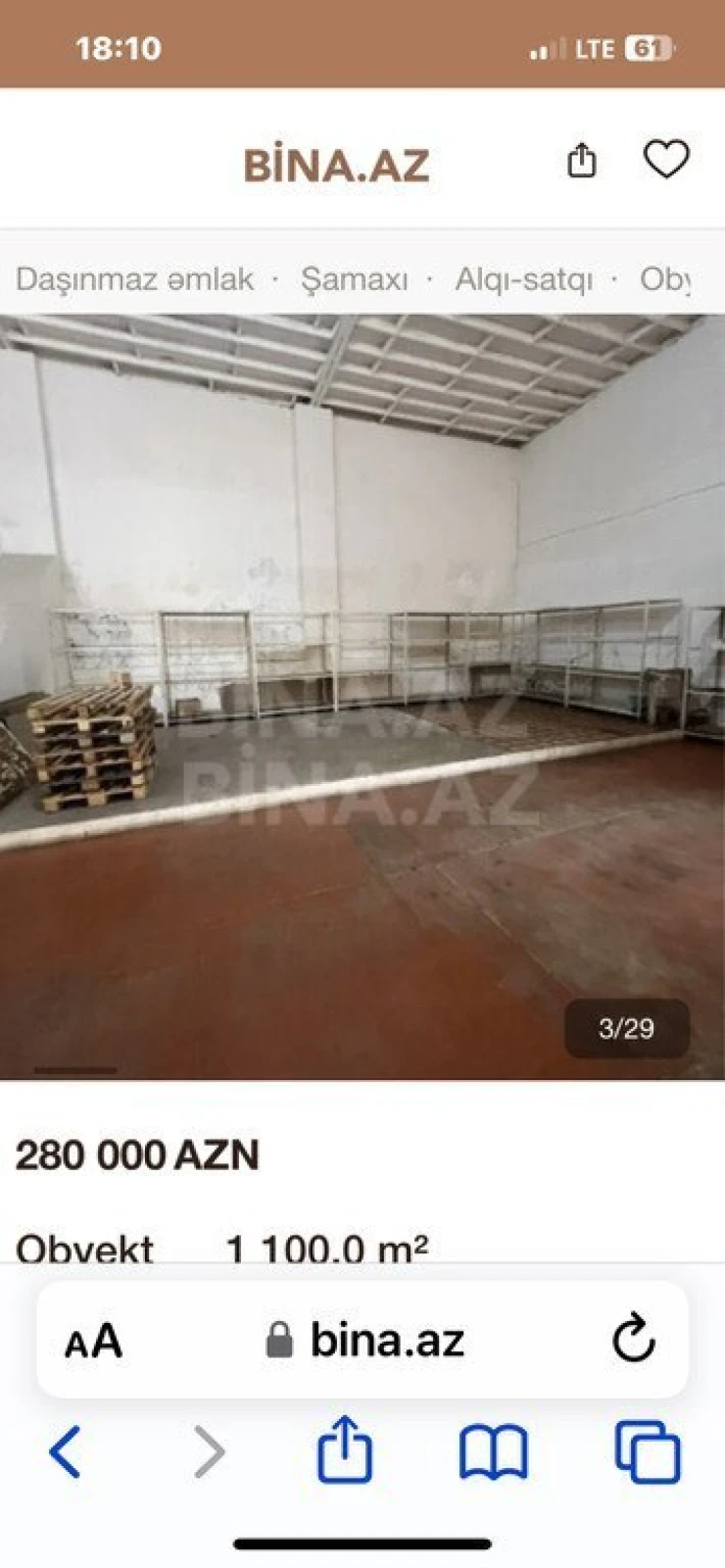 Kirayə verilir obyekt 850 m²