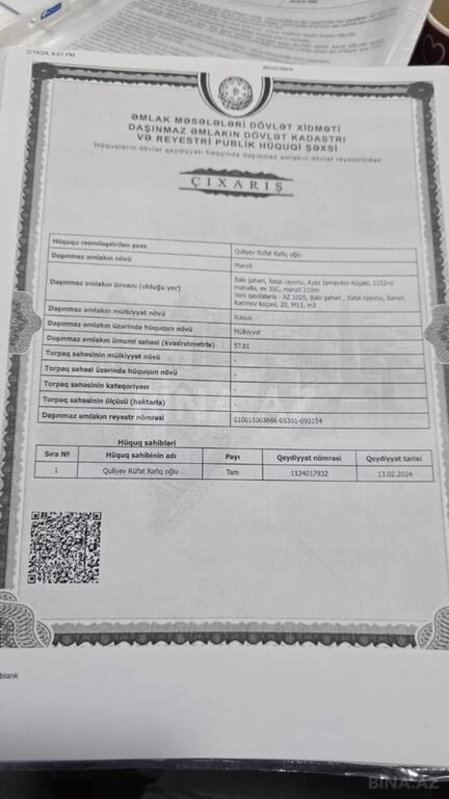 Satılır 2 otaqlı mənzil 81 m²