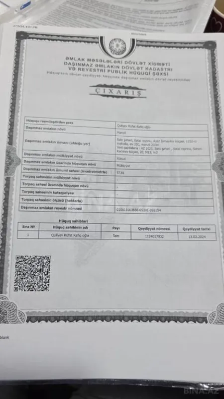 Satılır 2 otaqlı mənzil 81 m²