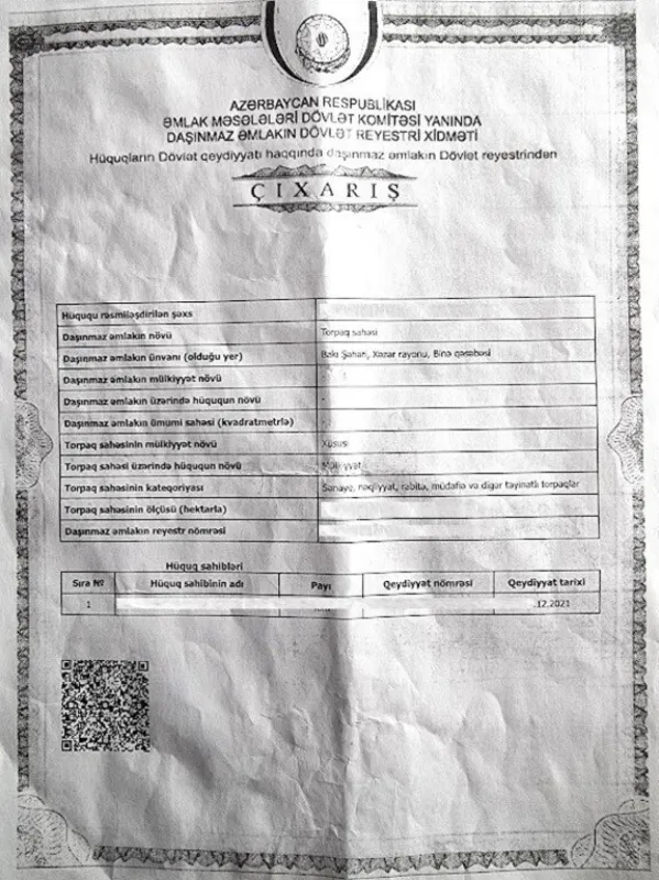 Satılır torpaq sahəsi 90 m²