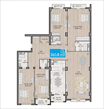 Satılır 5 otaqlı mənzil 265.8 m² — Bakı, İnşaatçılar 5 otaq 265.80 m²