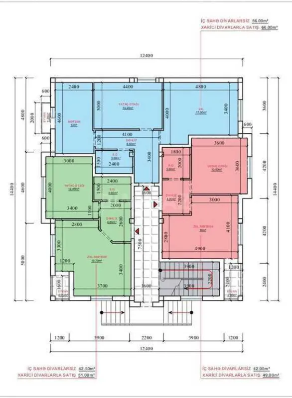 Satılır 1 otaqlı mənzil 49 m²