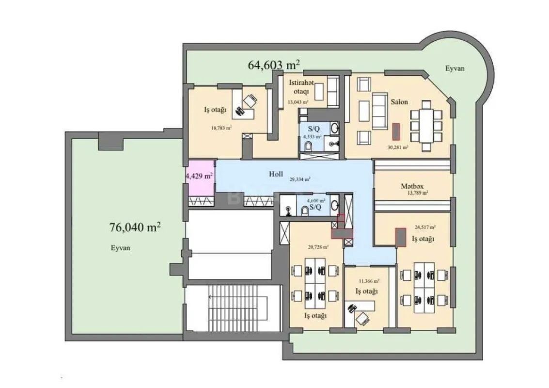 Satılır 6 otaqlı mənzil 340 m²