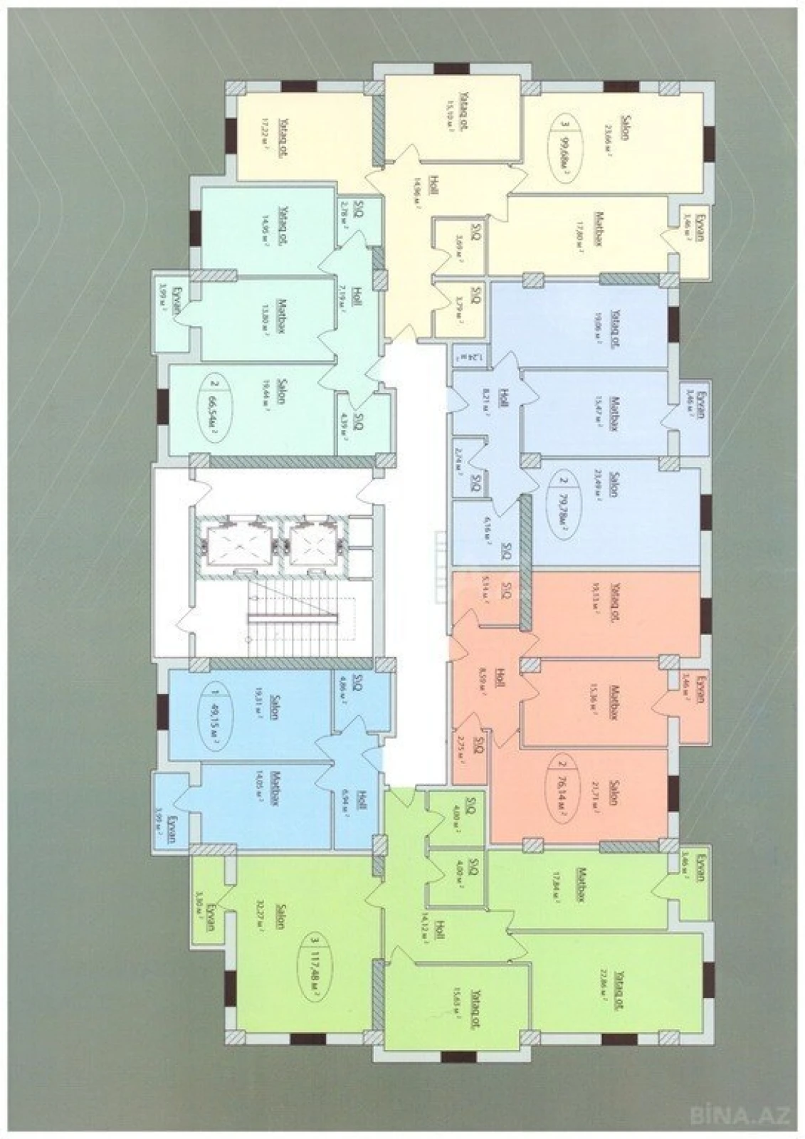 Satılır 2 otaqlı mənzil 77 m²