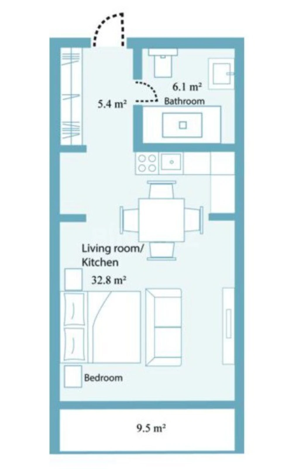 Satılır 2 otaqlı mənzil 61.8 m²