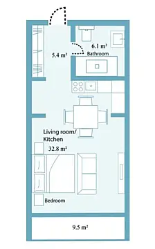 Satılır 2 otaqlı mənzil 61.8 m²