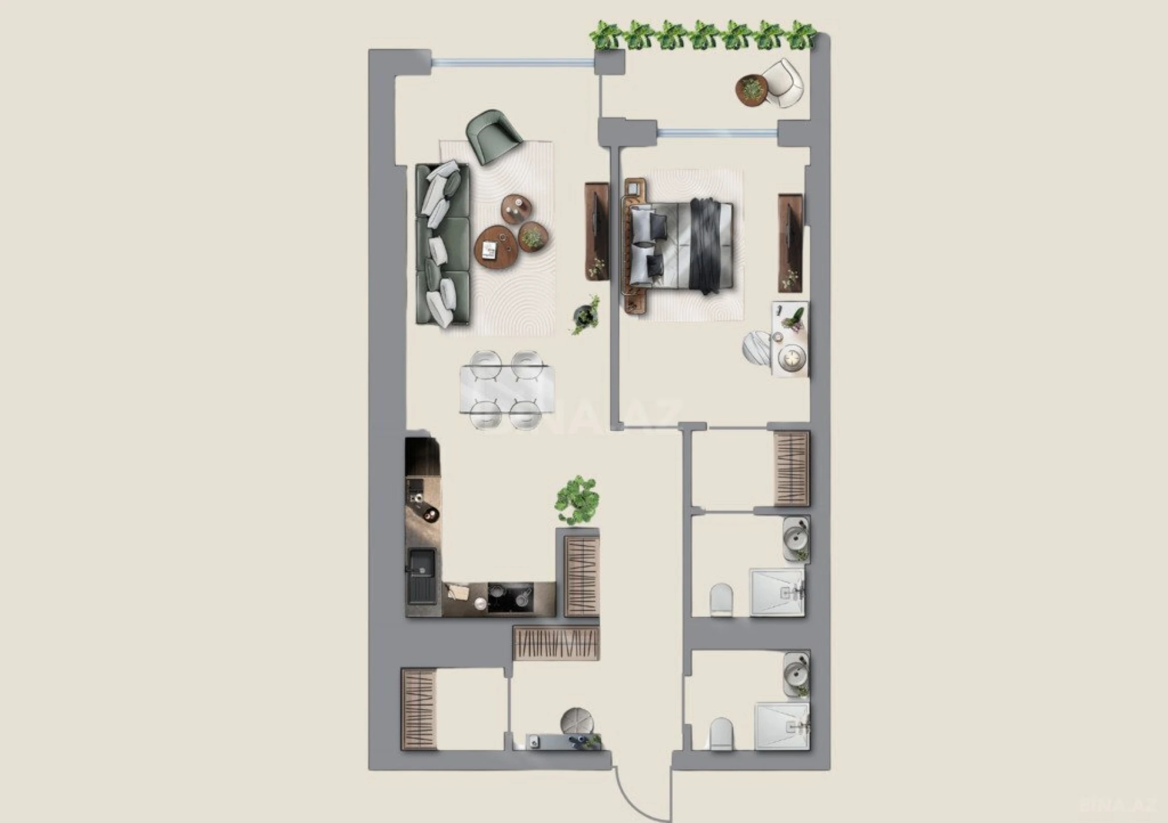 Satılır 2 otaqlı mənzil 85.1 m²