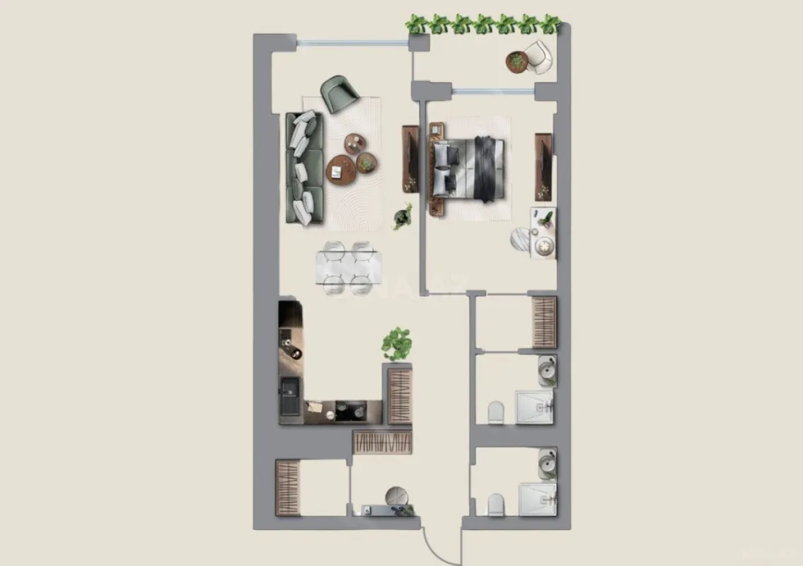 Satılır 2 otaqlı mənzil 85.1 m²