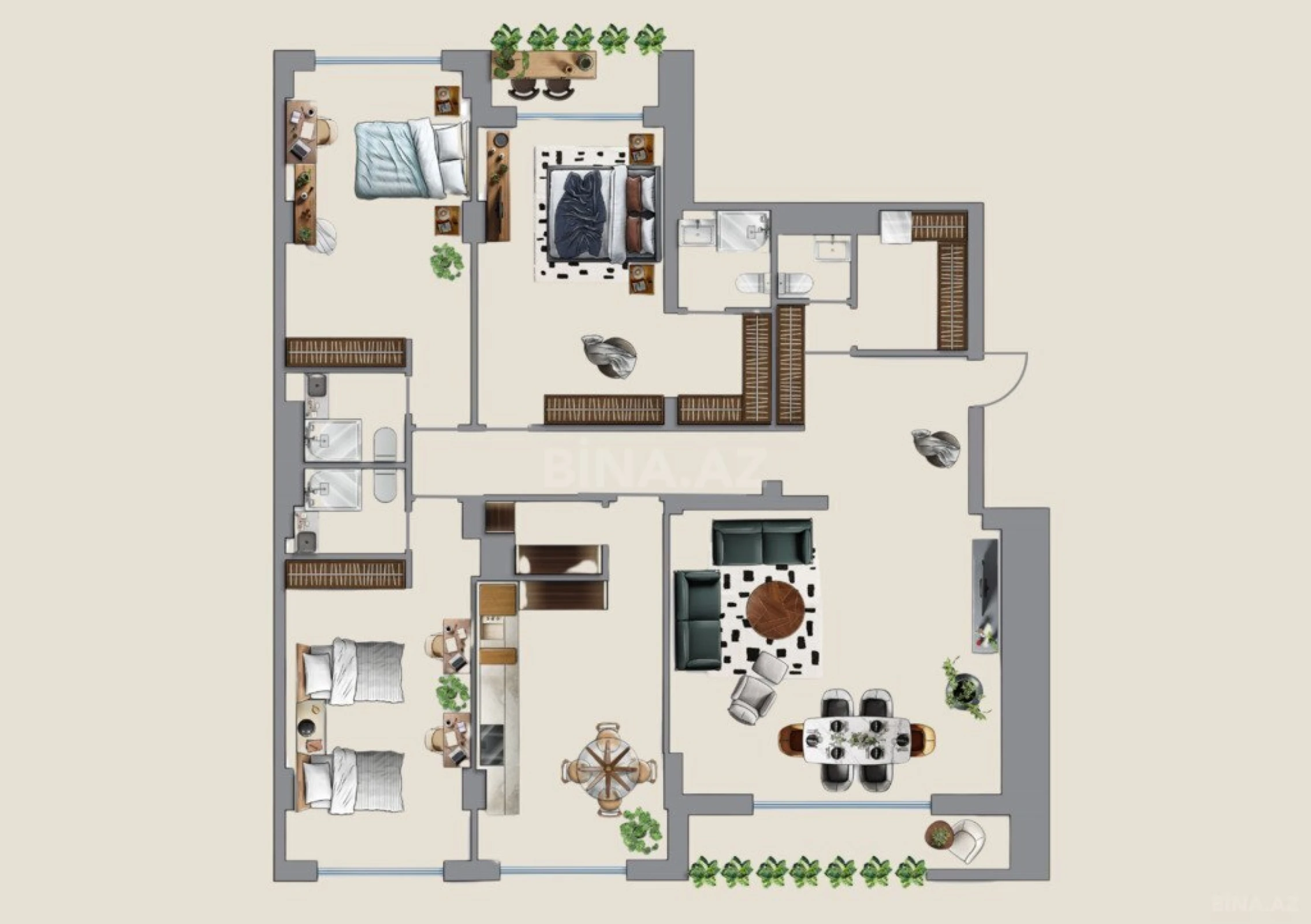 Satılır 4 otaqlı mənzil 253.3 m²