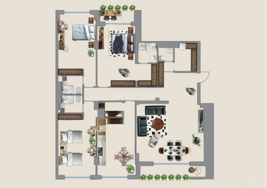 Satılır 4 otaqlı mənzil 253.3 m²