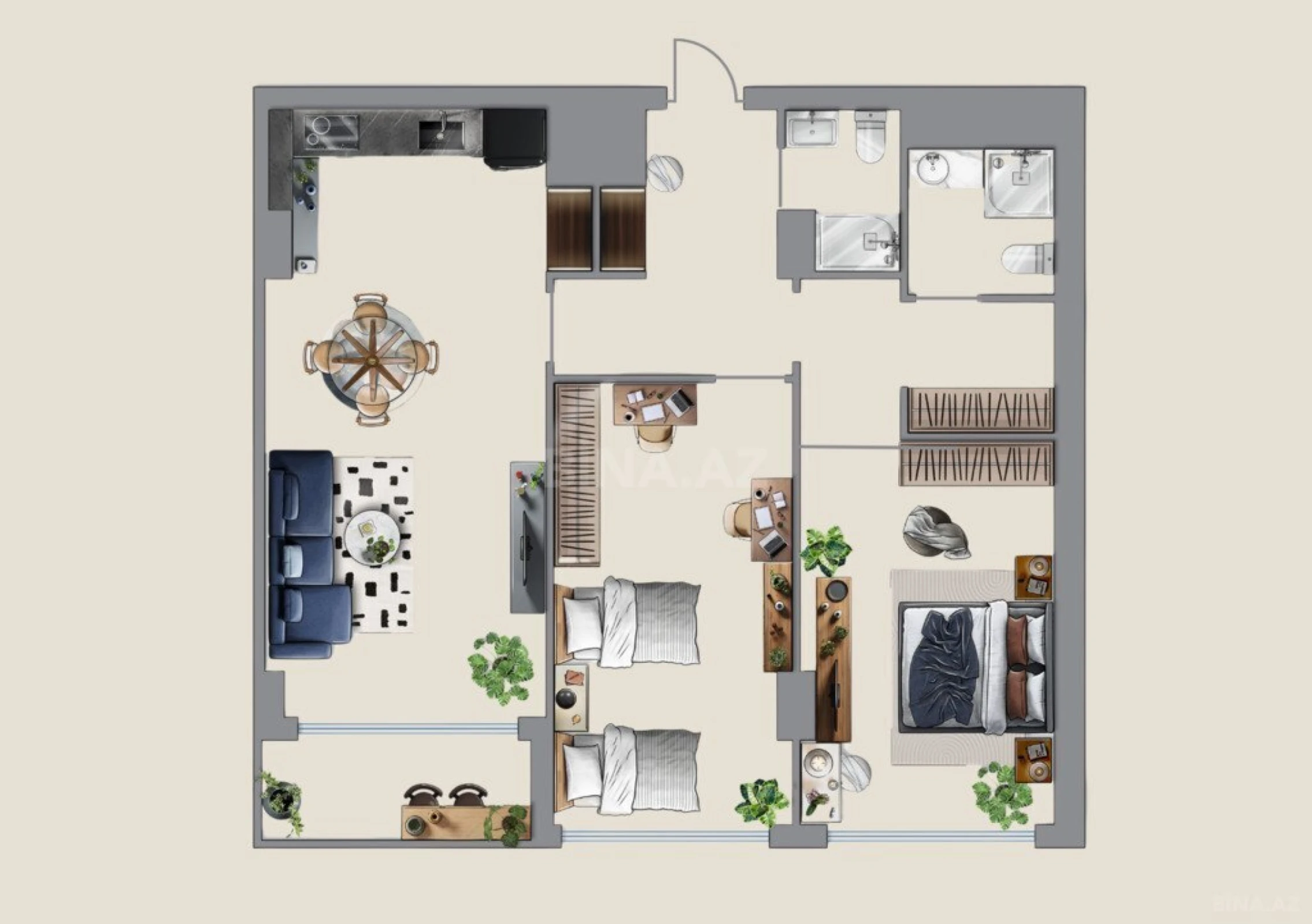 Satılır 3 otaqlı mənzil 114.9 m²