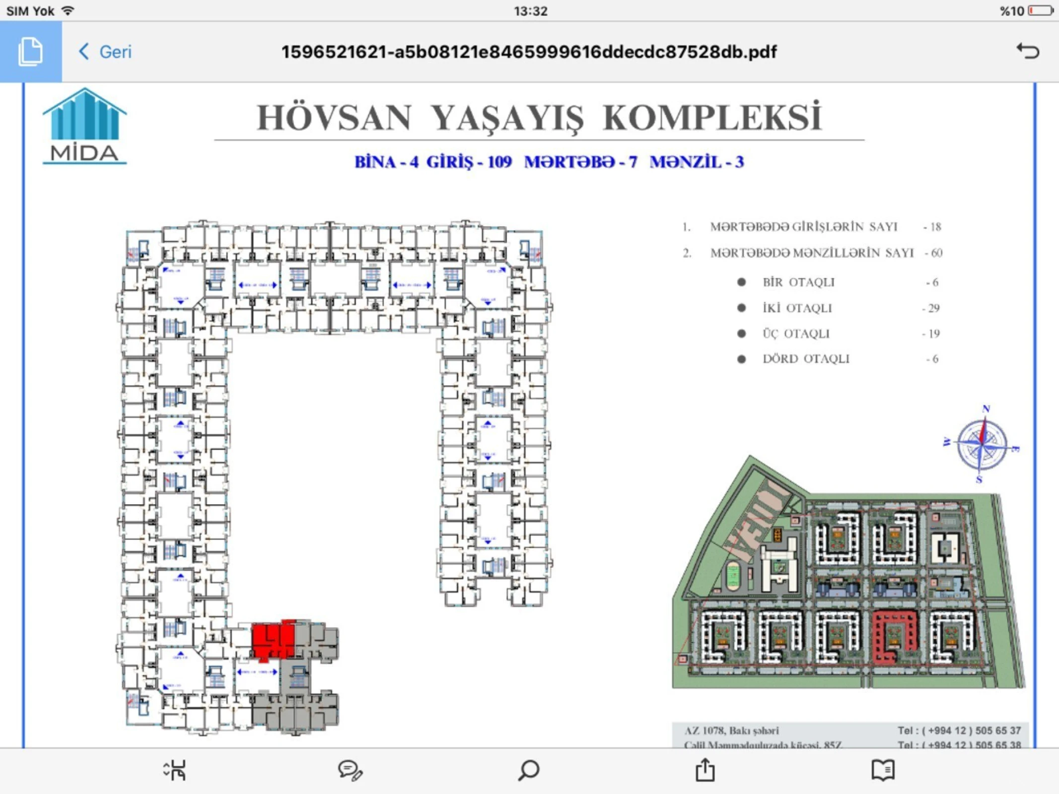 Satılır 3 otaqlı mənzil 73.3 m²