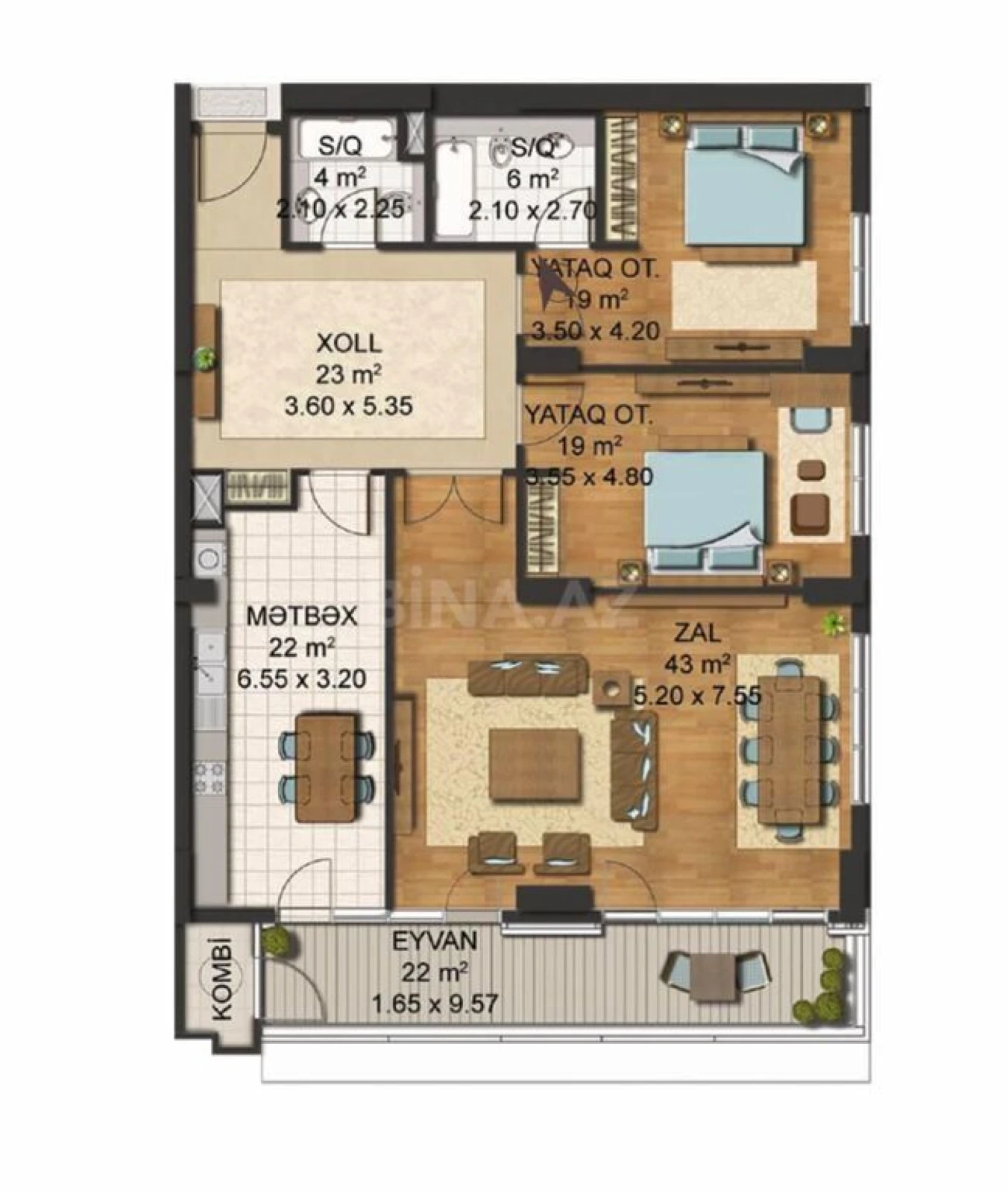 Satılır 3 otaqlı mənzil 157 m²