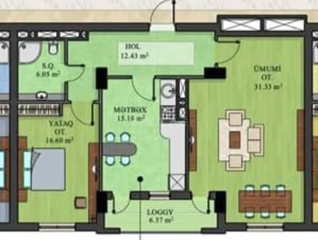 Satılır 2 otaqlı mənzil 88 m²